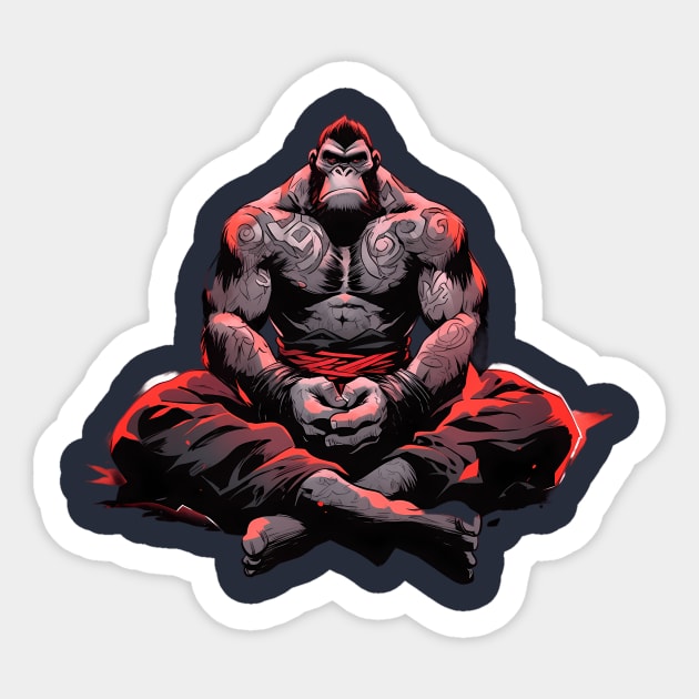 Meditation monkey kung fu master Sticker by Brow Art